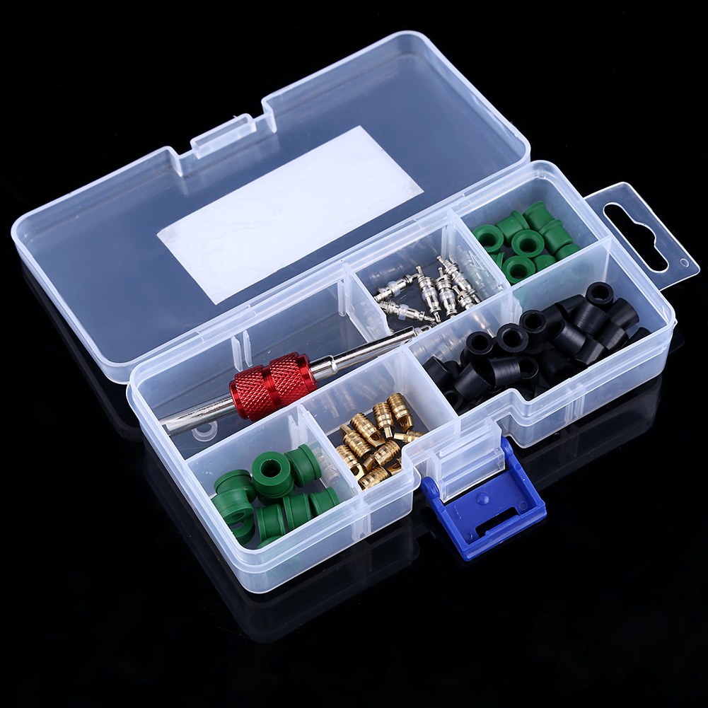 71pcs Air Conditioner Repair Tool Kit A/C Valve Core Dual Style Hose